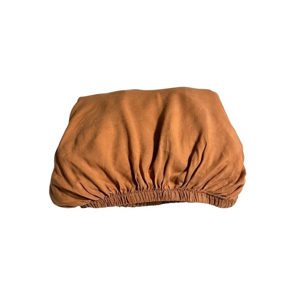 Dazed But Amazed 100% Linen Queen Fitted Sheet Brown Neutral Quiet Luxury